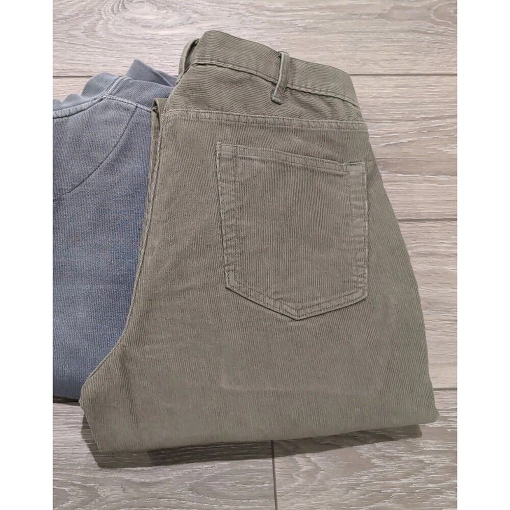 LANDS' END CORDUROY TRADITIONAL FIT MENS PANTS SZ 34X30 STRETCH OLIVE GREEN NWOT